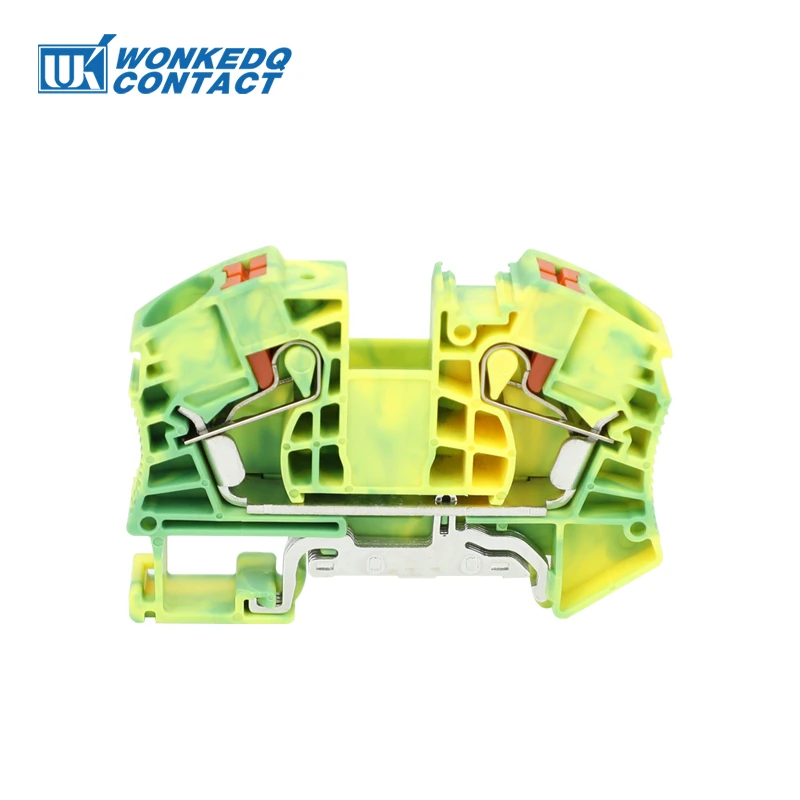 PT-16-PE Ground Modular Din Rail Terminal Block, 16mm² Electric Cable Wire Connector, Grounding Push-in Terminals PT16