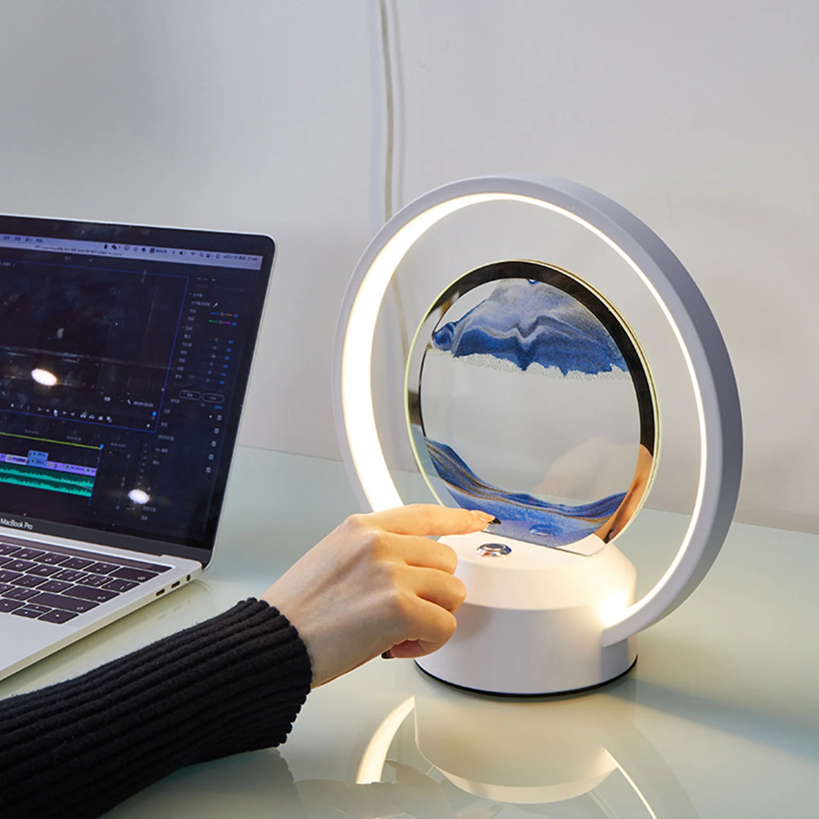

3D Creative Quicksand Table Lamp Moving Sand Night Desk Light Deep Sea Sandscape In Motion Display Flowing Sand Home Decor Gifts