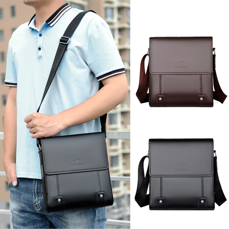 

Men'S Shoulder Bag PU Leather Purse Side Cross Sling Messenger Cell Phone Crossbody Square Satchel Tote Caddy Essentials Bag