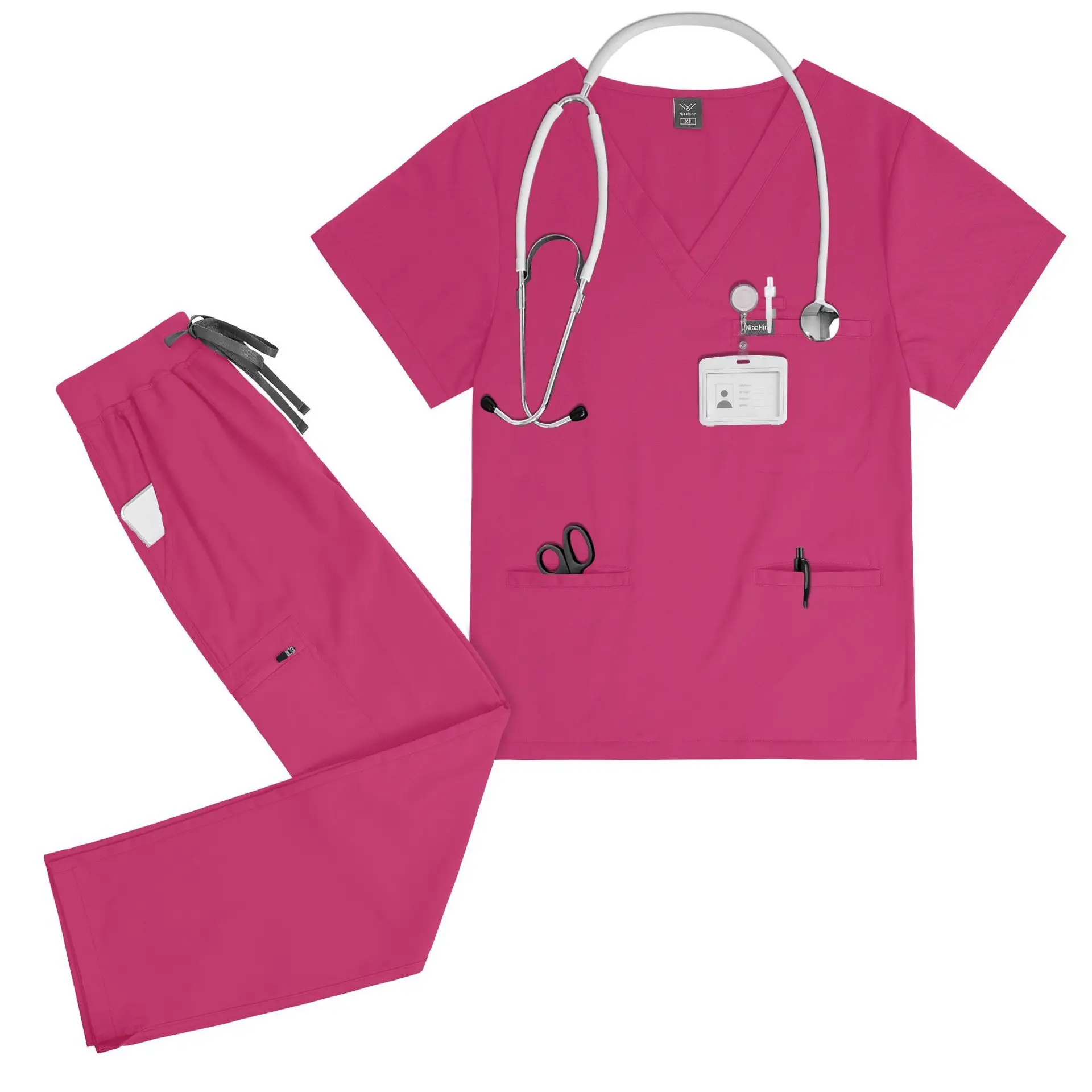 SPA Bath Center Hospital Clinic Dental Front Desk Doctor Nurse Uniform New Solid Color High Quality