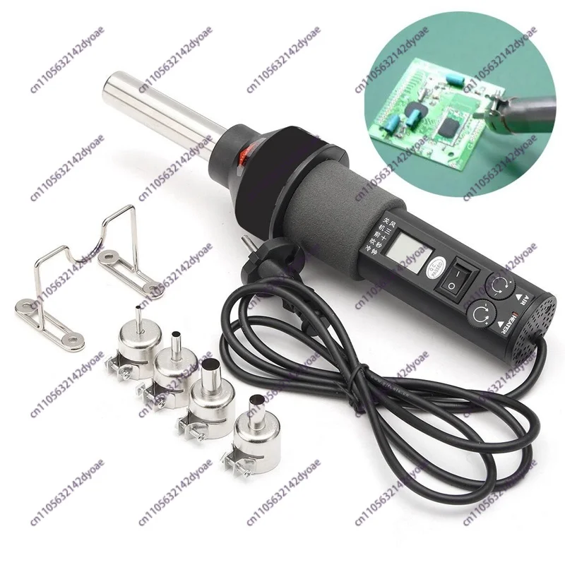 Free shipping EU Plug 220V 450W Portable Adjustable Temperature Hot Air Gun LCD Soldering Station + 4 Nozzle gas soldering iron