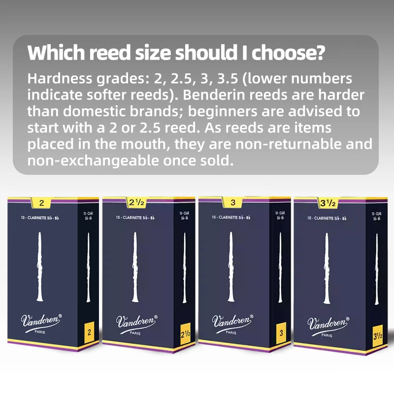 French Imported Vandoren Curved Reeds Blue Box V12 Gray Box V21 Bb Clarinet Clarinet Reeds Size 2.0 2.5 3.0 3.5 Beginner Reeds