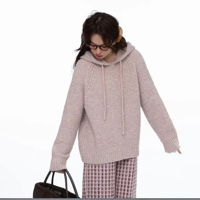 Miss Gong's Lazy Girl Convenience Store Sle معطف بقلنسوة Jaet المرأة فضفاضة الخريف الشتاء ملابس داخلية حلوة Sle طويلة S...