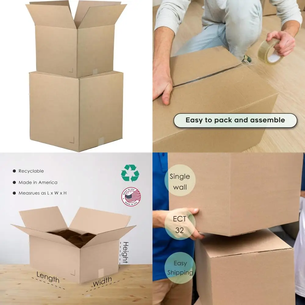 16x16x16 Corrugated Cardboard Shipping Boxes 25-Pack - Brown/Kraft for Mailing, Packing, Moving, Storage Solutions