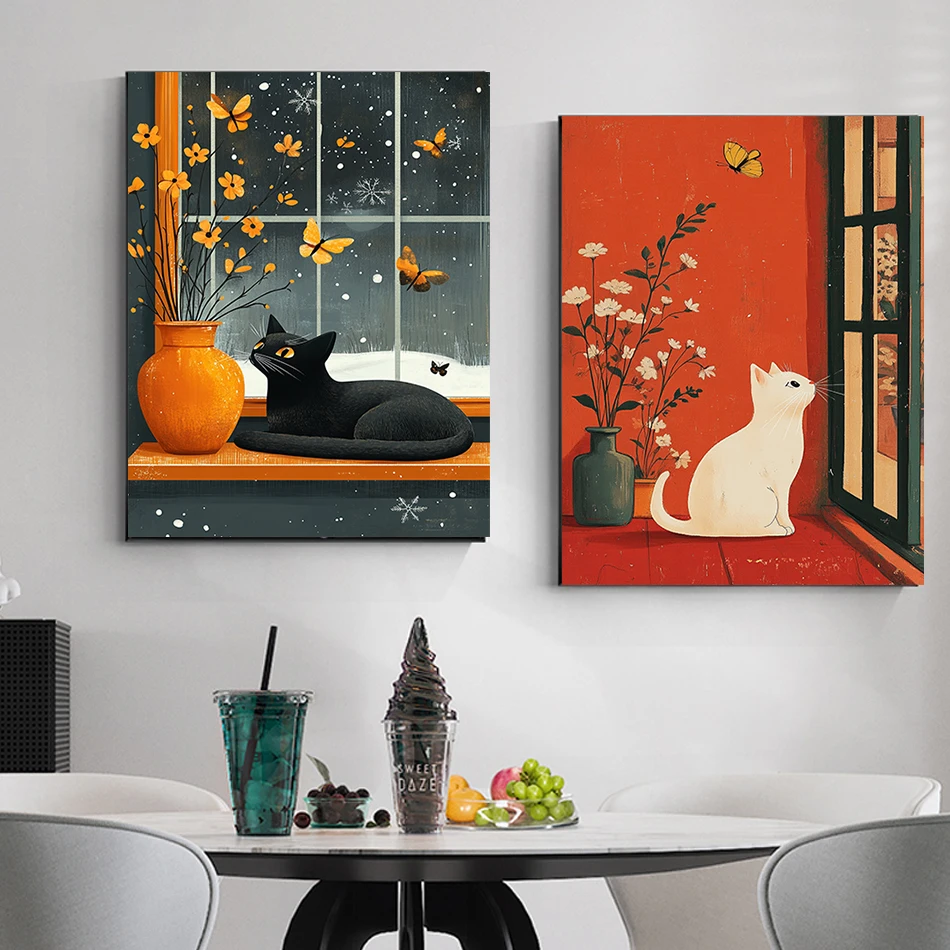 

RUOPOTY Simple Painting By Numbers Window sill cat For Beginner Diy Crafts Color Markers Easy Advanced hand drawn Acrylic Paints