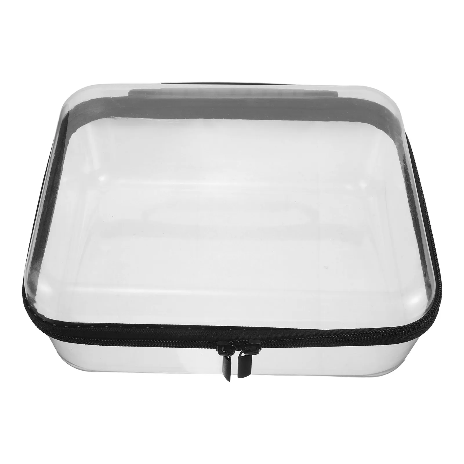 Clear Hard Shell Plastic Storage Bag Large Capacity Zipper Case Crush Resistant Travel Organizer Makeup Diaper Snack Storage