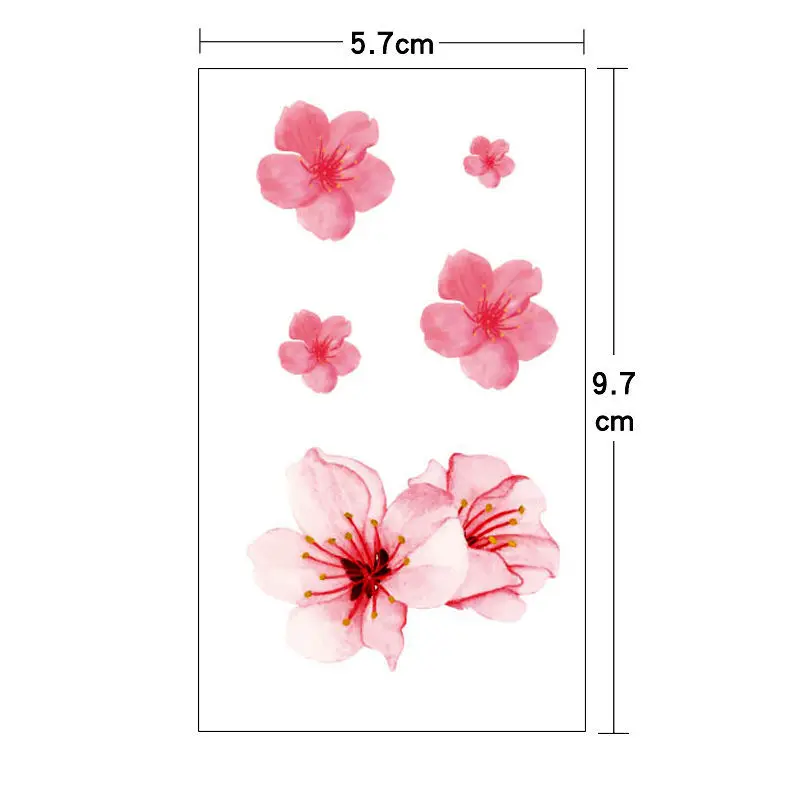 Pink Sakura Tattoo Stickers for Women Romantic Body Art Arm Tattoo Waterproof Fake Tattoo Girls Cute Ankle Temporary Tattoo