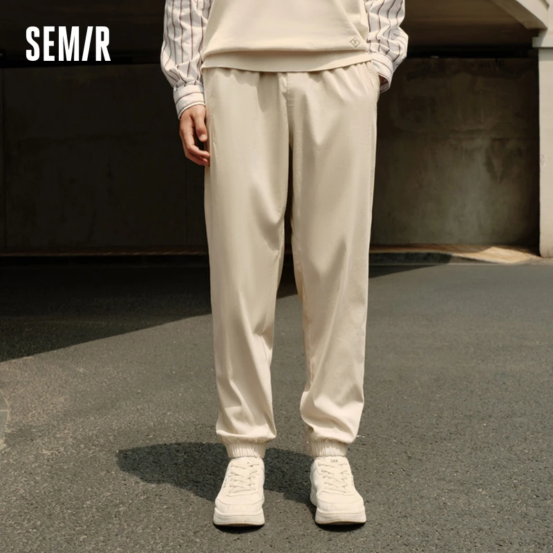 

Semir Casual Pants Men Autumn Simple Solid Color Versatile Jogger Long Pants Elastic Waist Jogger Pants