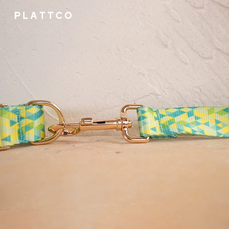 PLATTCO unique design dog leash print SPARKING LATE pattern with high quality light color zinc alloy buckle 5 size PDL311G