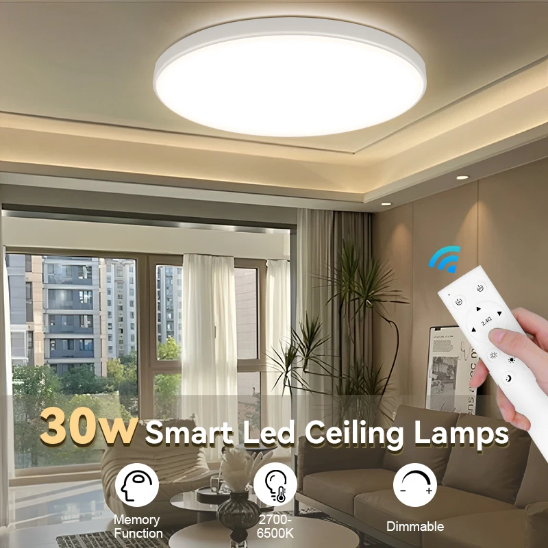 

Smart Led Ceiling Light 3 Colors Dimmable Panel Lamp With Remote Control Led Ceiling Lighting for Bedroom Kitchen Ceiling Lamp