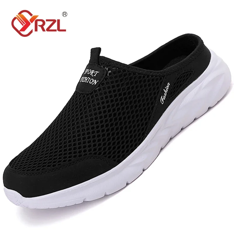 

YRZL Mens Mesh Half Sandals Summer Breathable Mens Shoes Outdoor Casual Walking Shoes Large Flat Light Mesh Slippers Sandals