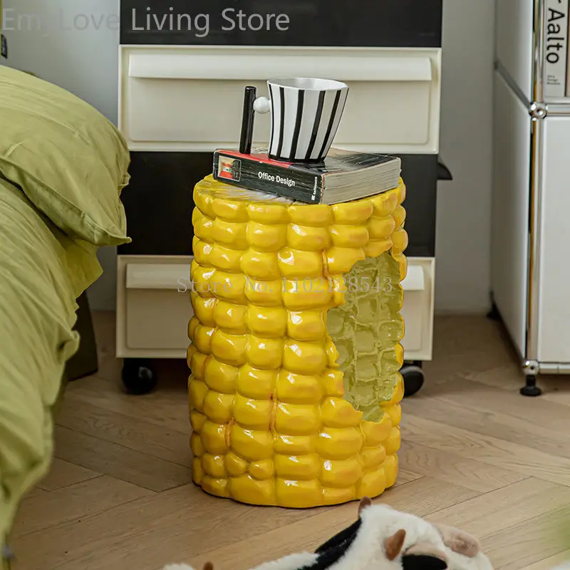 

New Arrival Creative Corn Stool Hamburger Stool Sofa Side Table Resin Shoe Changing Stool Home Decor Living Room Decoration