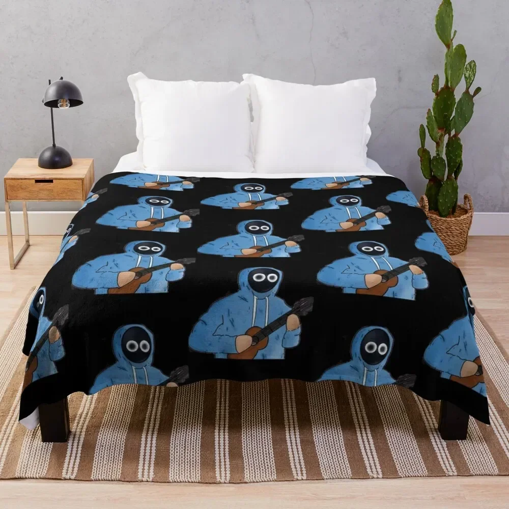 

Boy With Uke Throw Blanket Bed linens Hair Moving Custom Blankets