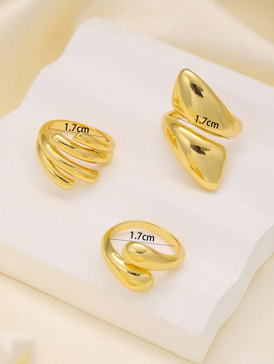 

3pcs Fashion Stainless Steel Geometric Water Drop Rings For Women Daily Party Wear