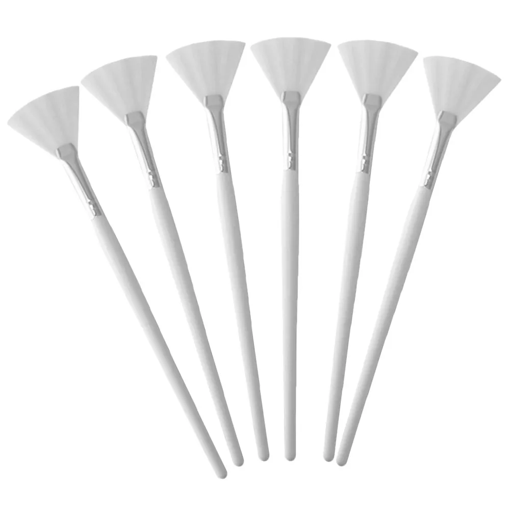 6Pcs Fan-Shaped Facial Mask Brush Set Flexible Applicators for Skincare Makeup Face Mask Application Professional Esthetician