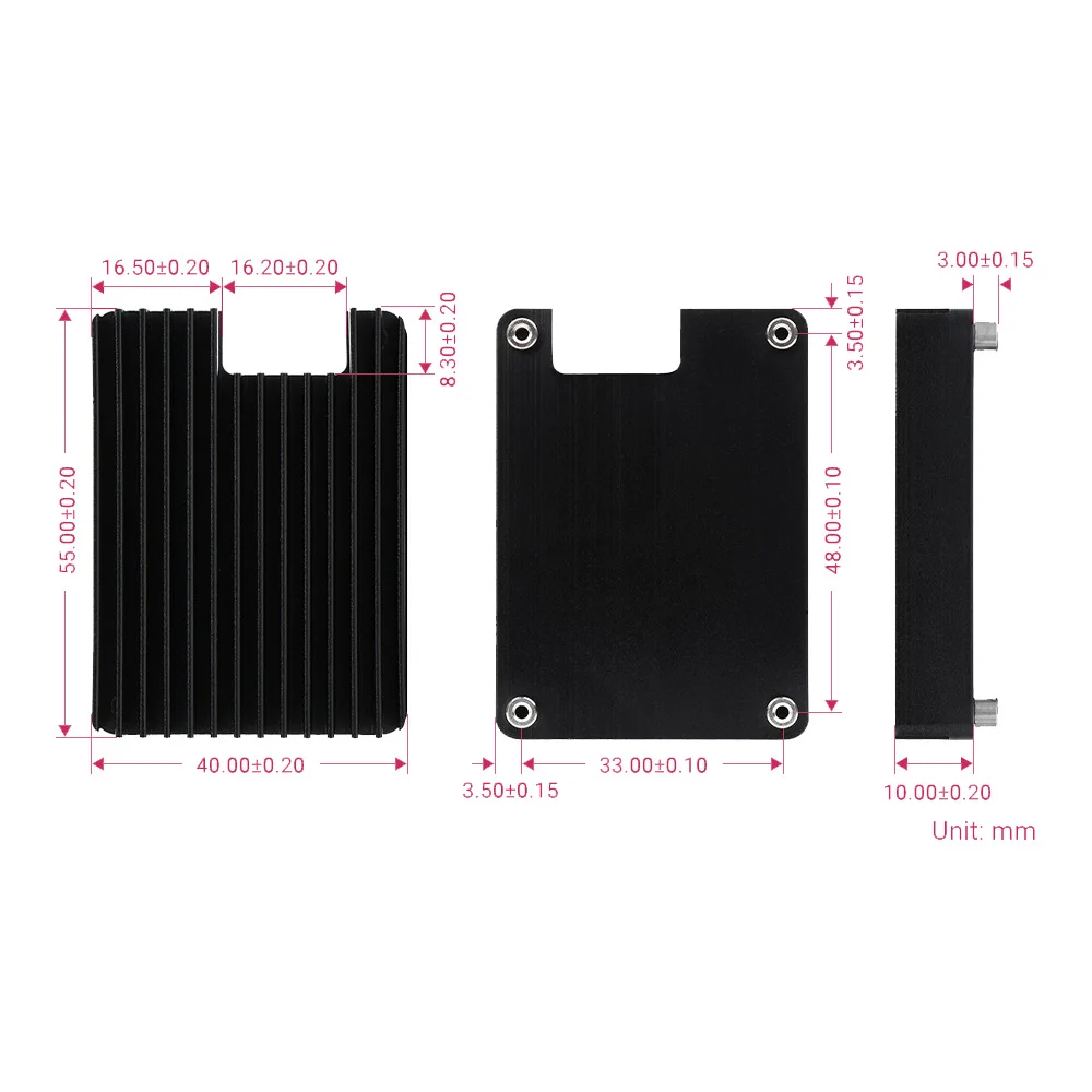 Schwarz Gewidmet Aluminium Kühlkörper für Raspberry Pi Rechen Modul 4 CM4, mit Antenne Kerbe