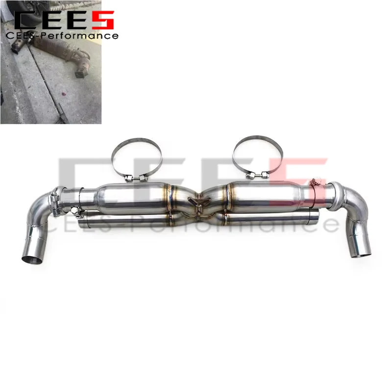 

cees Exhaust Muffler for Porsche 911 991.2 Carrera 3.0T 2016-2018 Stainless Steel Catback Exhaust System X Pipe Exhaust