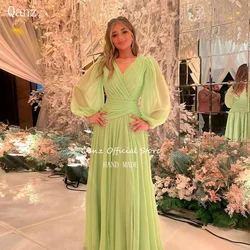 Qanz Elegant Chiffon Vestidos Para Eventos Especiales Long A Line Evening Dresses Ruffles Wedding Party Dress Customized