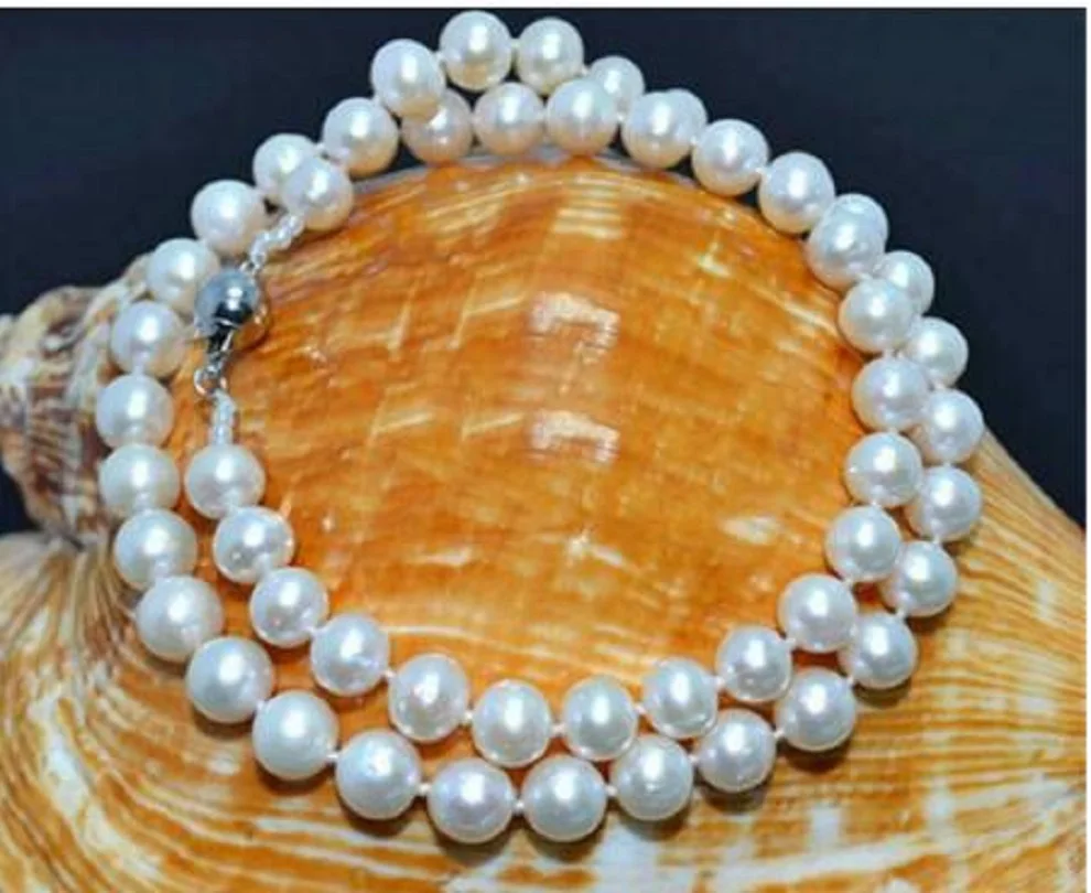 New 8-9mm Natural White Akoya Pearl Necklace 18