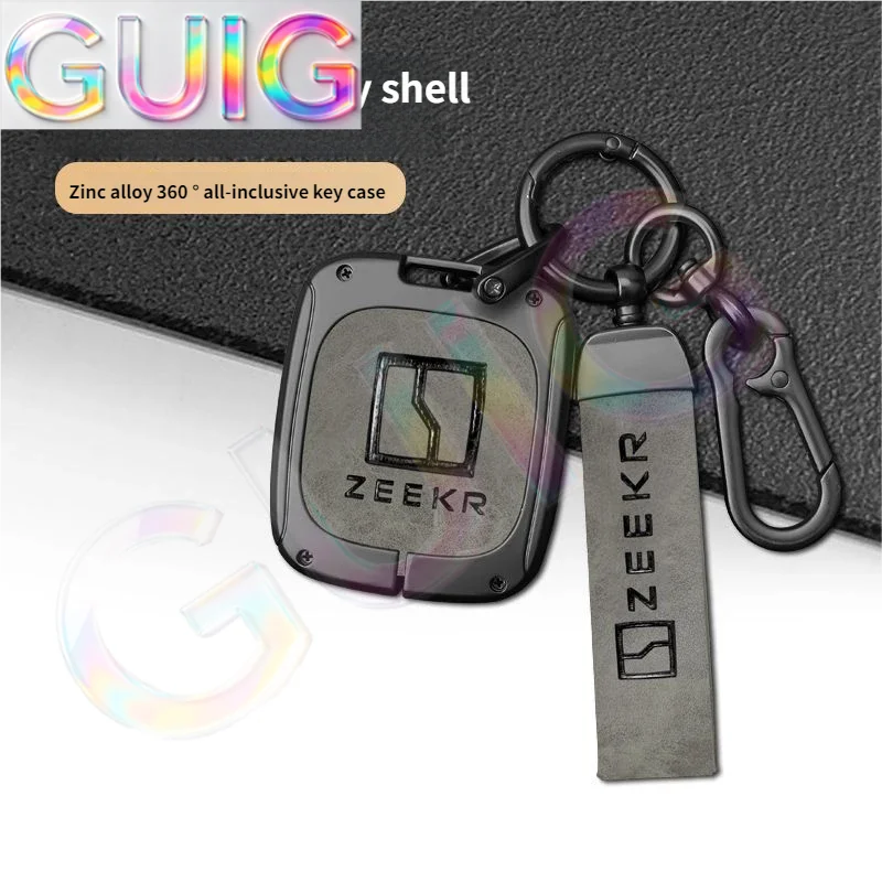 NEW Zinc Alloy Leather Car Remote Key Cover for Extremely Krypton 001 007 009 ZEEKR X NFC Truck Key Keychain Accessories