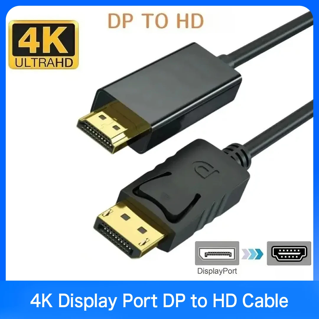 Dp To Hdmi Cable 1.8m 4k HD Adapter Cable Computer Monitor Cable Converts Large Dp To Hdmi