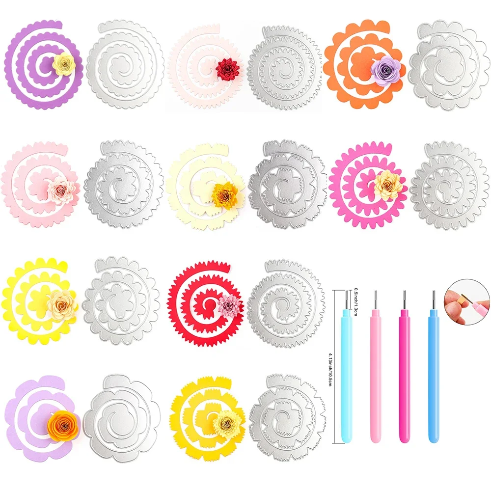 3D große spiralförmige gerollte Blumen Girlande Stanzformen für DIY Scrapbooking dekorative Handwerk Prägung Papier Karten machen 2024 neu