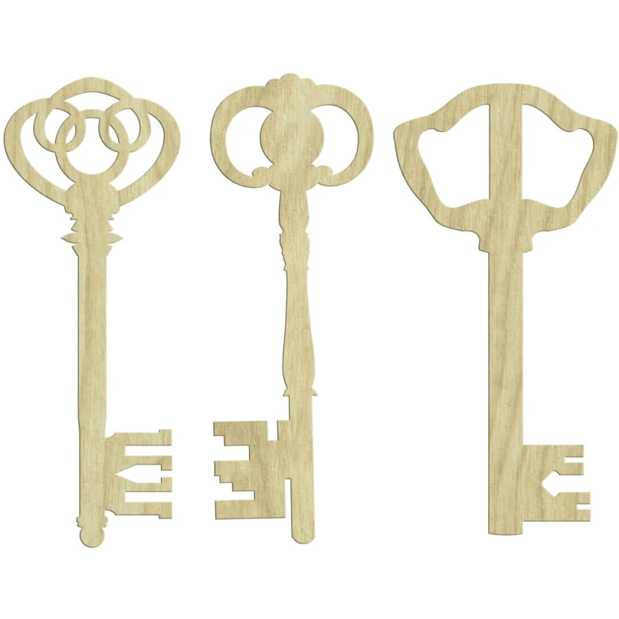 KD186 Keys pcs Set Set Wooden Package Ornament, Unpainted Wooden Ornament