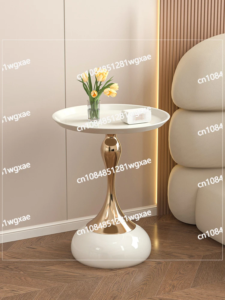 Wrought Iron Bedside Table, Small Coffee Table, Light Luxury, High Sense of Creativity, Cream Wind, Several Shelves Beside The S