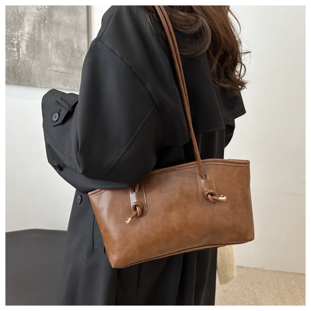 

2025 Новая зимняя винтажная большая вместительная сумка через плечо из искусственной кожи, женская сумка, модные пригородные сумки-тоут