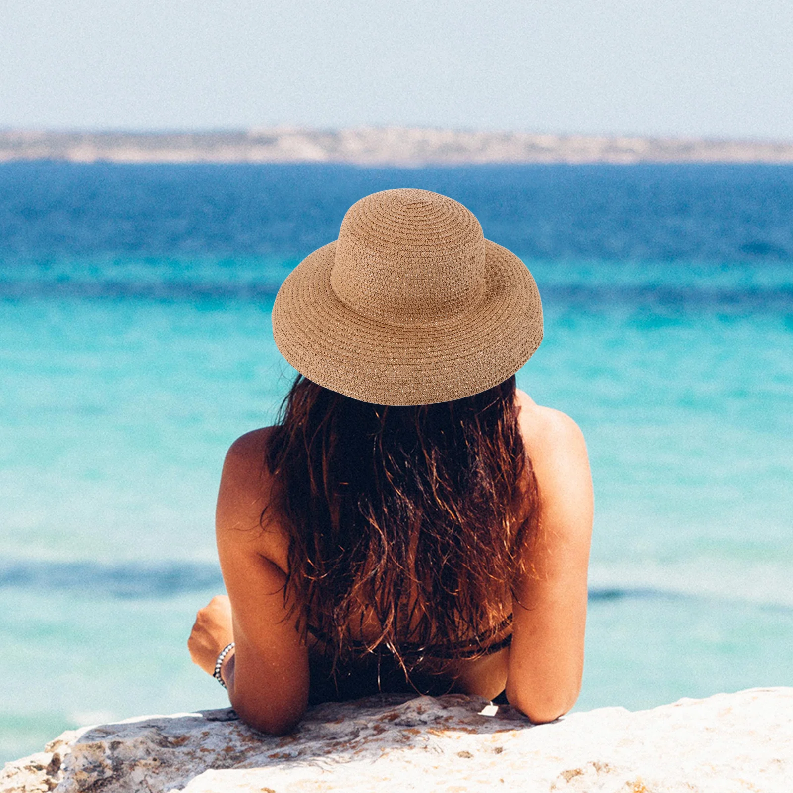 

Female Wide Brim Summer Straw Hat French Vintage Style Breathable Sun Protection Beach Travel Outdoor Hat Summer Sun Cap
