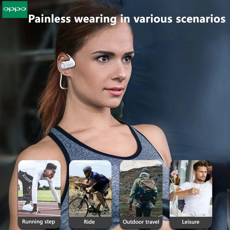 OPPO سماعة بلوتوث سماعة رأس لاسلكية مثبتة على الرقبة سماعات أذن مفتوحة الظهر عالية الطاقة توصيل صوت سلس عمر بطارية طويل