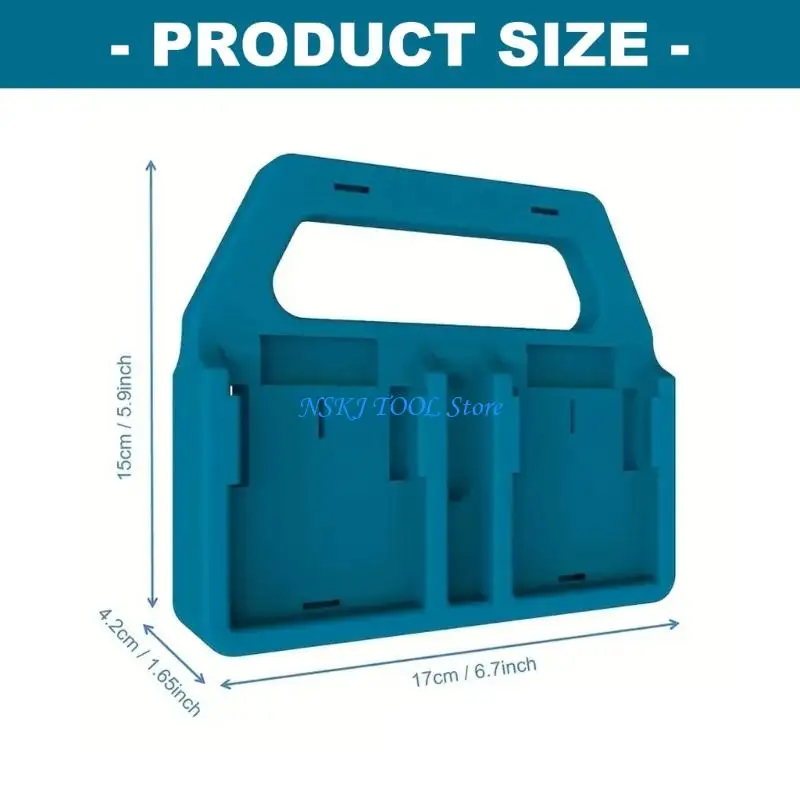 L8RC Heavy Duty Plastic Tool Battery Organizers Carrying Handle For BL1850 BL1840 BL1830 18V Power Tool