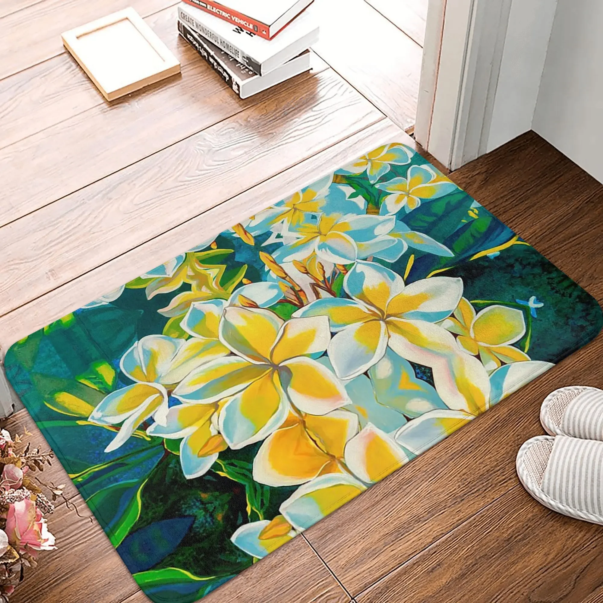 Plumeria Anti-slip Doormat Floor Mat Dust-proo Carpet Rug for Kitchen Entrance Home Balcony Footpad Mats