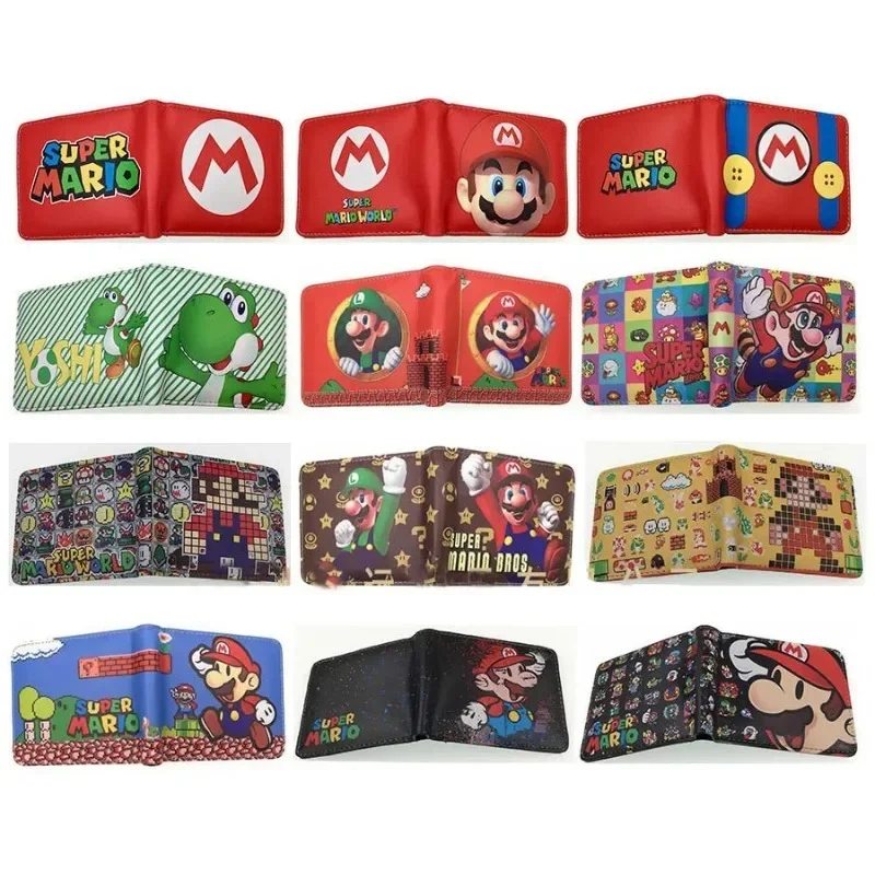 

Kawaii Super Mario Short Pu Leather Wallet Anime Character Cute Mario Kids School Folding Savings Wallet Bag Friends Gifts