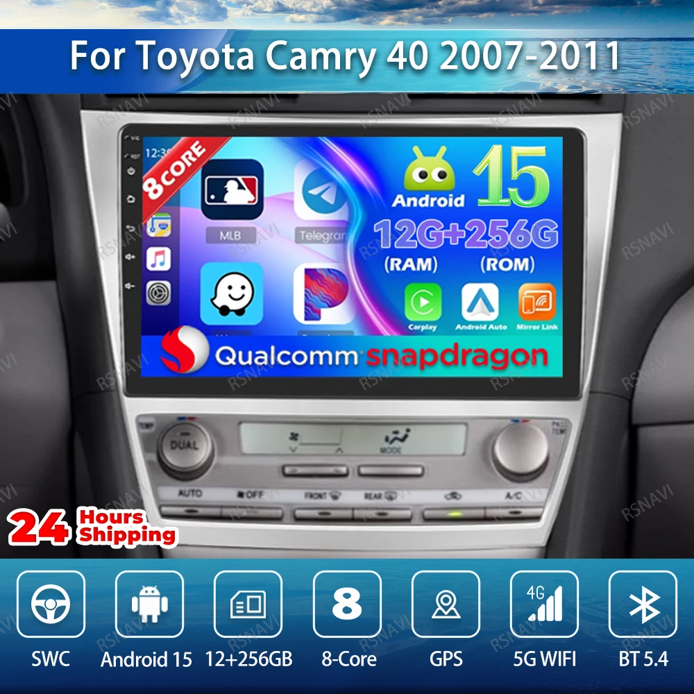 

Автомобильный радиоприемник Android 15 для Toyota Camry 40 2007-2011 DSP Stereo QLED Беспроводная навигация WIFI + 4G NO 2DIN Авторадио DVD 8-ядерный BT