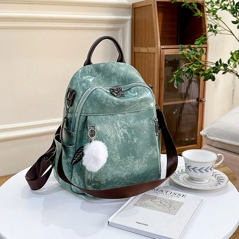 Sac à dos en cuir antivol pour femme, sac initié vintage, sac à dos de voyage haute capacité pour femme, sacs d'école, sacs à main pour fille, nouveau, 2024