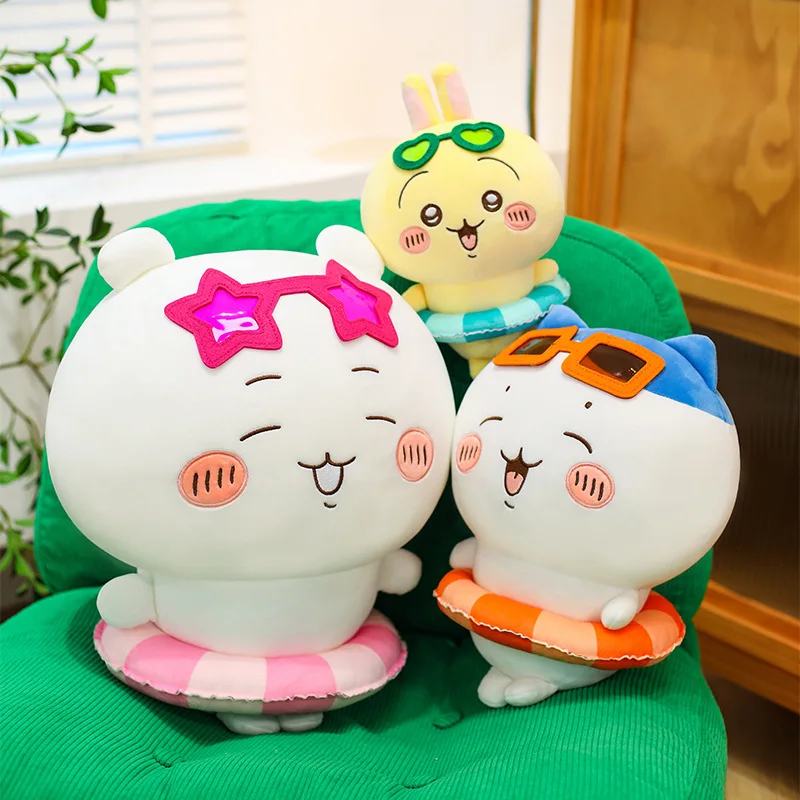 New Chiikawa Swimming Circle Plush Toy Kawaii Usagi Hachiware Sofa Pillow Ins Korean Cartoon Anime Friend Birthday Gift