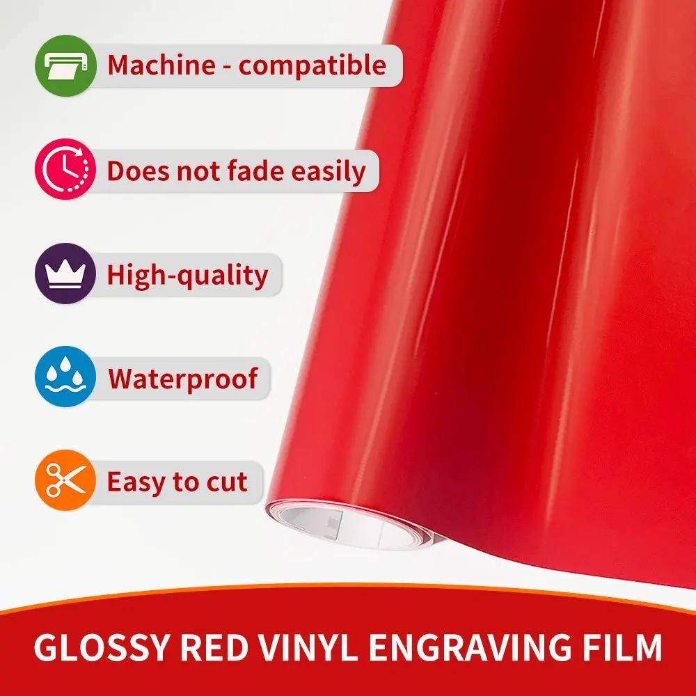 1Roll Glossy Red Permanent Adhesive Vinyl Film Waterproof DIY Home Sticker Car Decal Scrapbooking Sign Making Christmas Gift