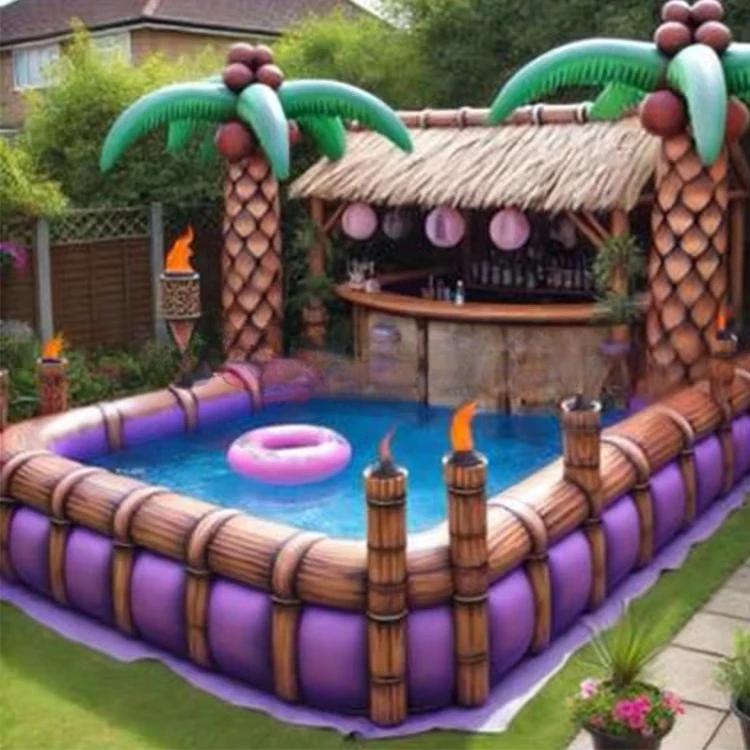 Backyard Commercial Inflatables Multi-person Leisure Sofa Lounger Row Floating Inflatable bar Pool with Seats