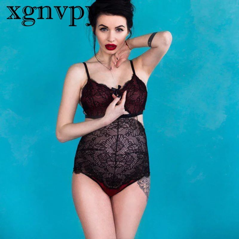 Xgnvpy neue Mode schwangere Frau Pyjamas Spleiß Bodysuit sexy Spitze Dessous Unterwäsche Sommer Schwangerschaft Shooting Kleid Foto