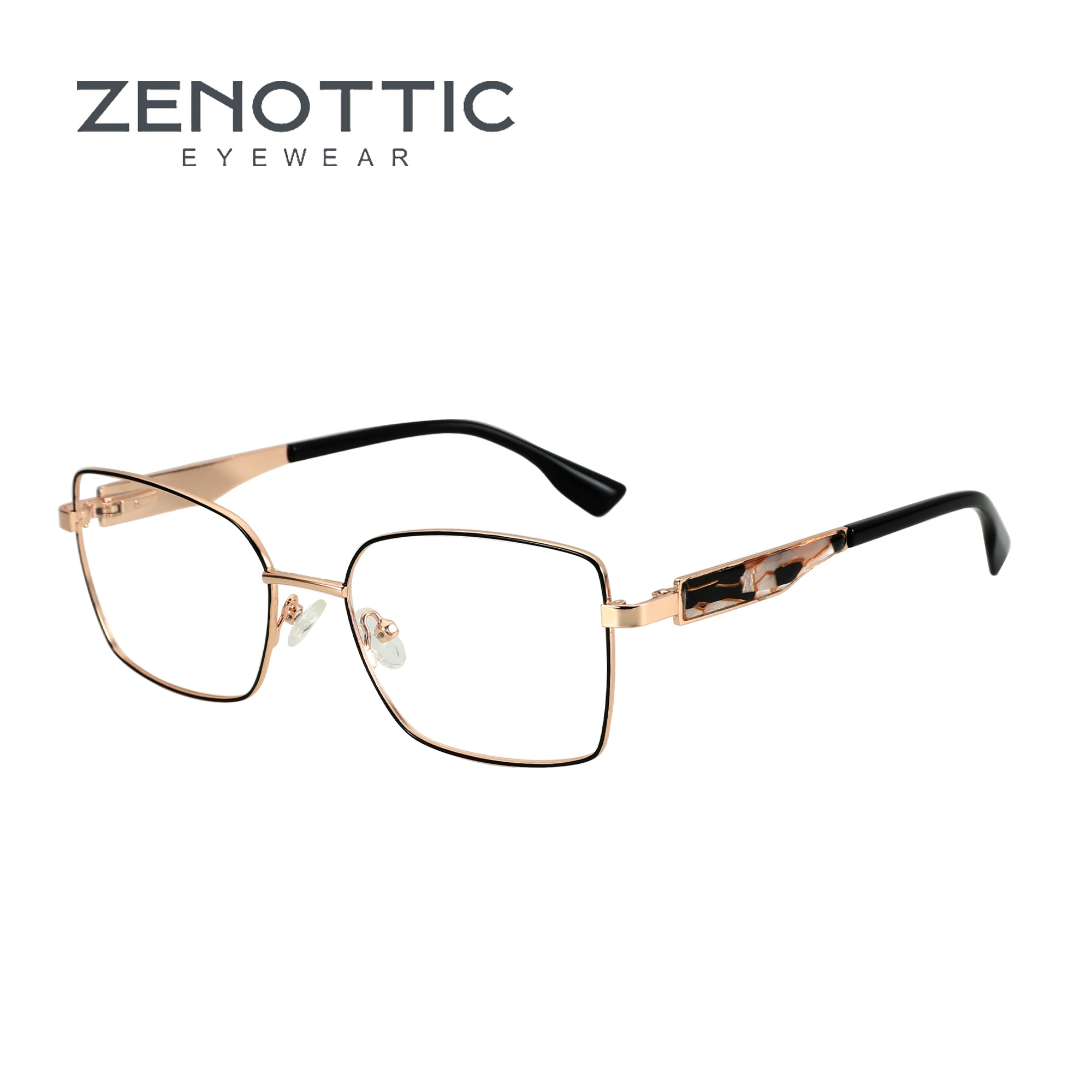 

ZENOTTIC Fashion Polychrome Optical Glasses Frame Women Square Eyewear Non-Prescription High-quality Metal Eyeglasses MG3796