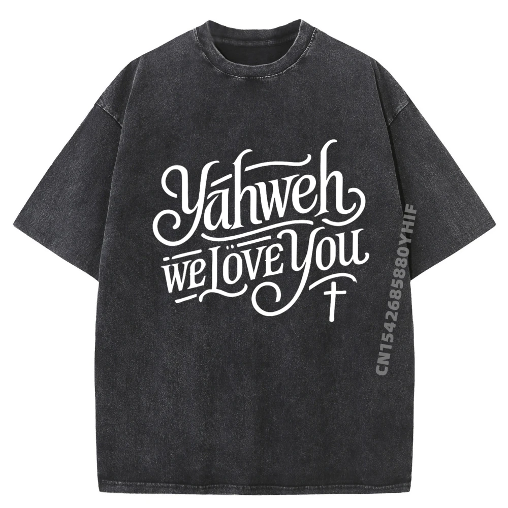

Cotton Print Tees Graphic Short Sleeve Mens T Shirts Elevation Worship Yahweh We Love Loose Summer Washed T Shirt Streetwear
