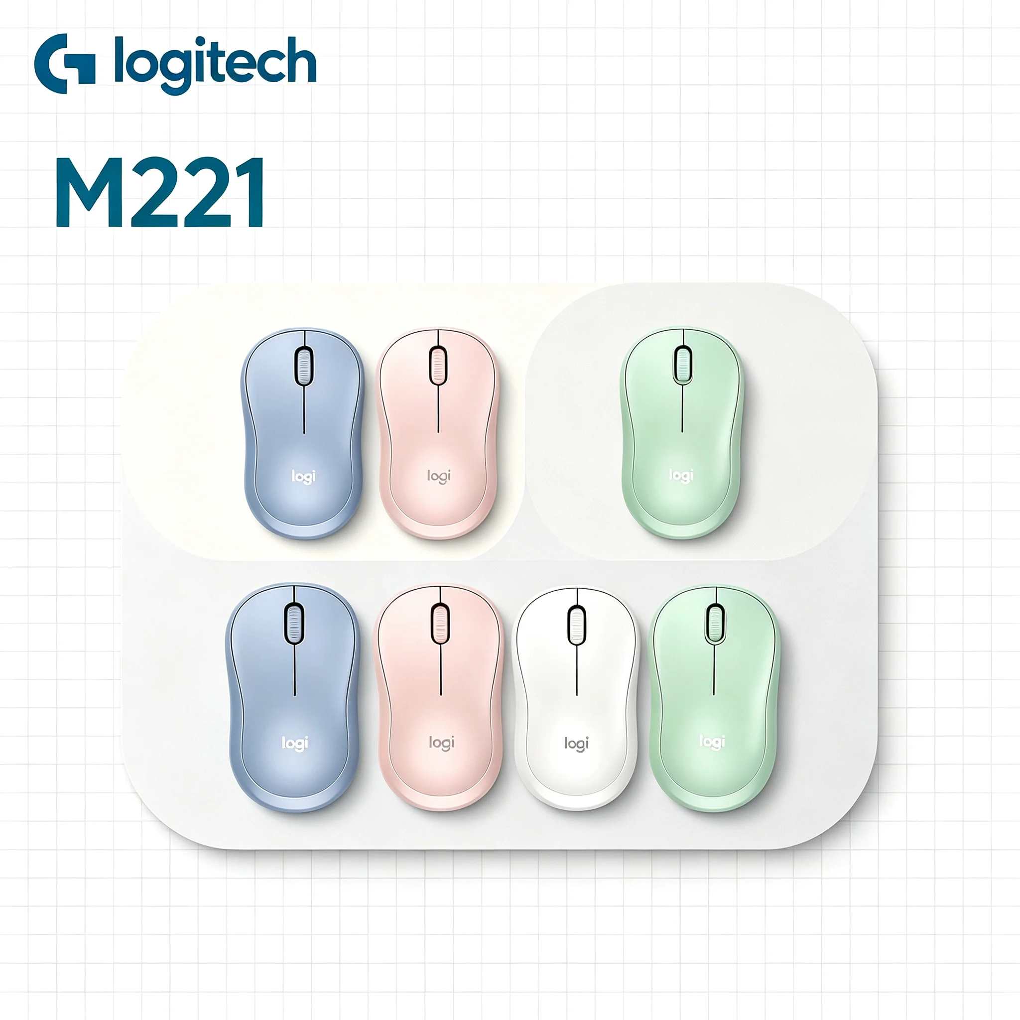 Logitech M221 Silent Wireless Mouse Comfort Ergonomic Shape Mice for Long Time Use