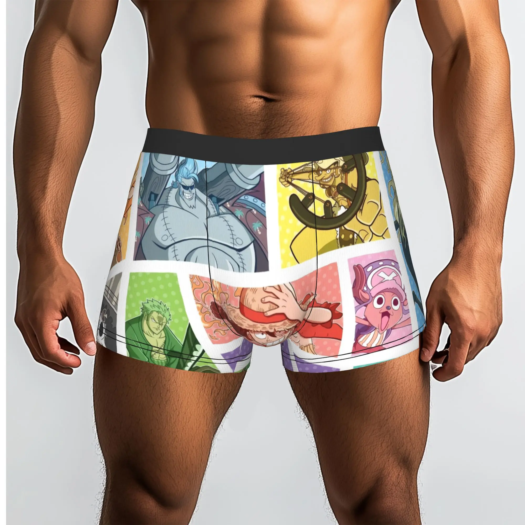 Straw Hat Pirates Splicing One Piece Underpants Homme Panties Men's Underwear Ventilate Shorts Boxer Briefs