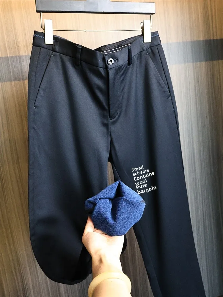 

Homesi мужские повседневные брюки из смесовой шерсти, прямые брюки, легкие деловые брюки, удобная хлопковая полиэстеровая модальная ткань