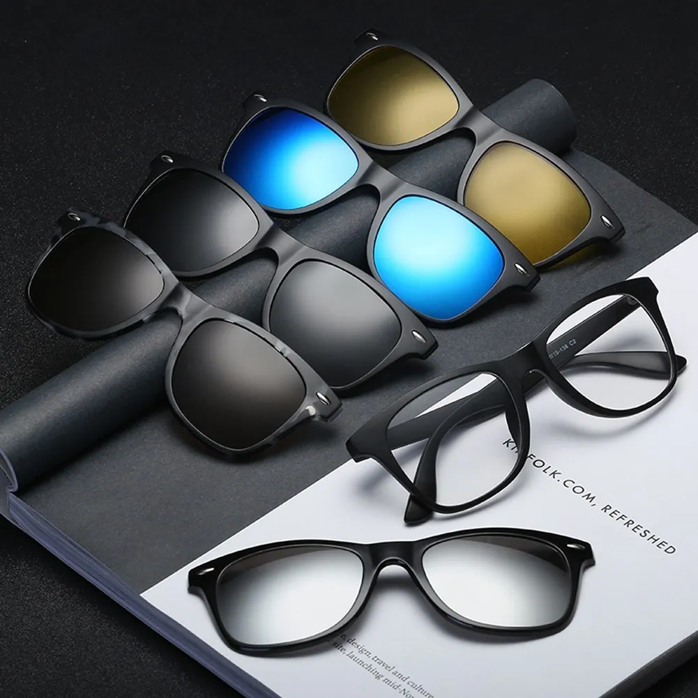 

HJYBBSN Clip on Sunglasses clip on glasses square Lens Men Women mirror clip Sun Glasses Night Vision Driving sunglasses for men