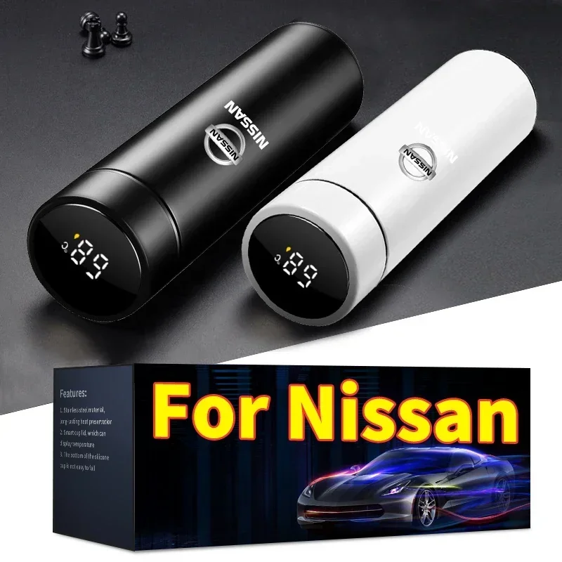 500ml Portable Car Logo Intelligent Stainless Steel Thermos Bottle For Nissan Nismo Qashqai J11 J10 Juke Tiida Rogue XTrail T32