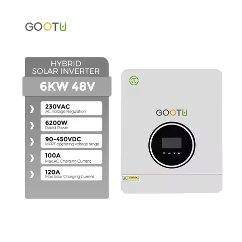 GOOTU 6.2KW Hybrid Solar Inverter 48V 220V Off-Grid Inverter Featuring 120A MPPT Charger Operates Without Battery Max PV 500VDC
