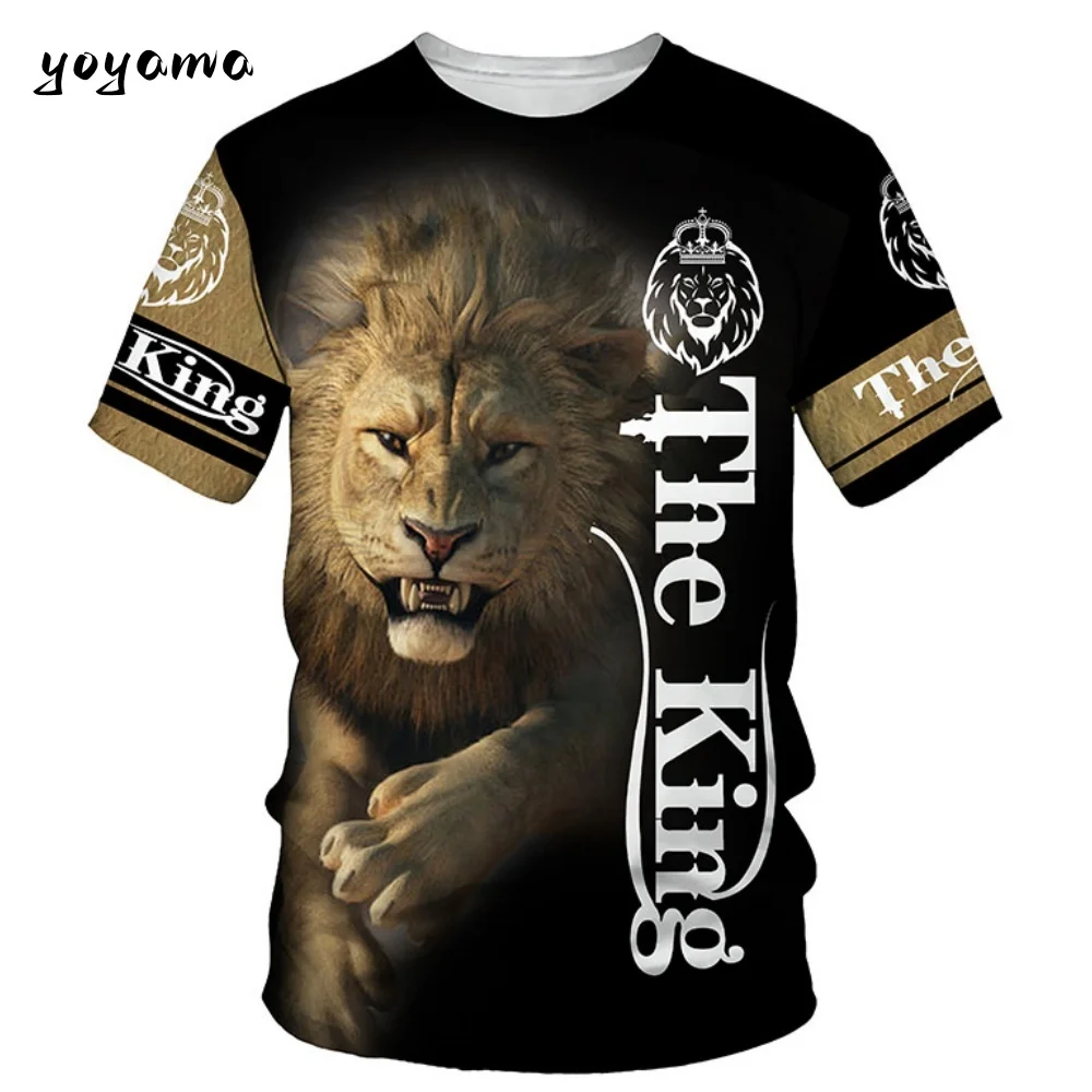 

Мужская футболка Король Лев с 3D принтом Мужская футболка 2025 Лето Новые футболки с круглым вырезом и короткими рукавами Стильная мужская одежда Модные повседневные футболки