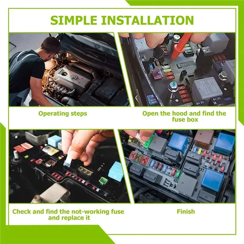Auto Fuse Kit, 10Pcs Time Delay Blade Fuses,Rated Current:60 15A 20A 25A 30A 40A Miniature Cartridge Fuses Low-Profile